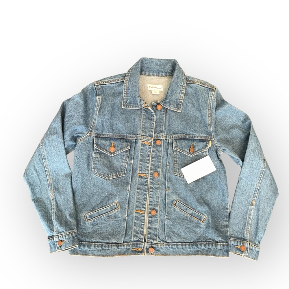 Malibu Jeans Denim Jacket‎ Womens Sz Small Casual Medium Wash Mid Length Cottage